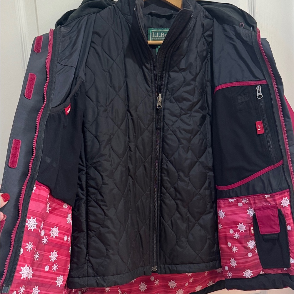 LL BEAN Fuchsia Gray 3-in-1 Ski Mountain Jacket M Medium $300 EUC KL - Picture 14 of 16